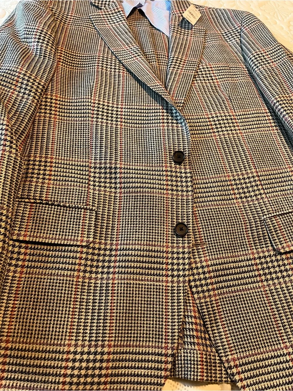 Brooks Brothers Glen Plaid Blazer in Black, Brown & Red Windowpane